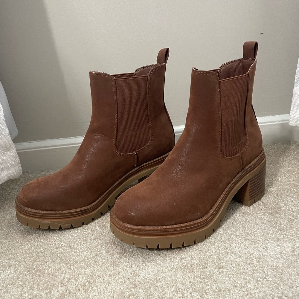 Tilly Ankle Booties; Brown Almond-Toed Boots